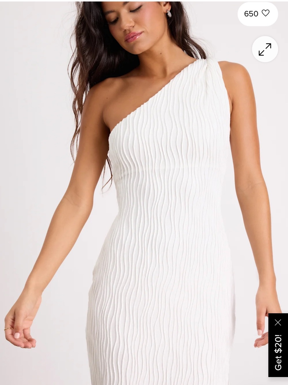 Lulus Aristea White Textured One-Shoulder Midi Dress